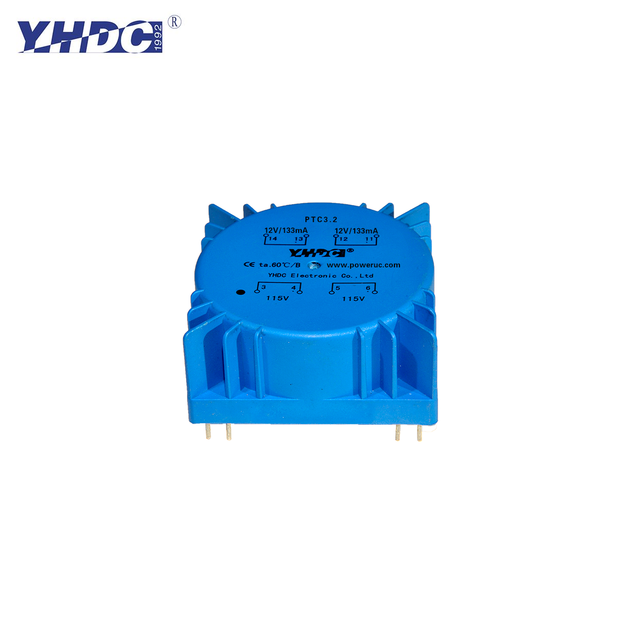 YHDC PTC3.2 3.2VA 入力 110Vx2/115Vx2 出力 7Vx2/9Vx2/12Vx2/15Vx2/18Vx2/22Vx2 PCB 溶接トロイダルトランス