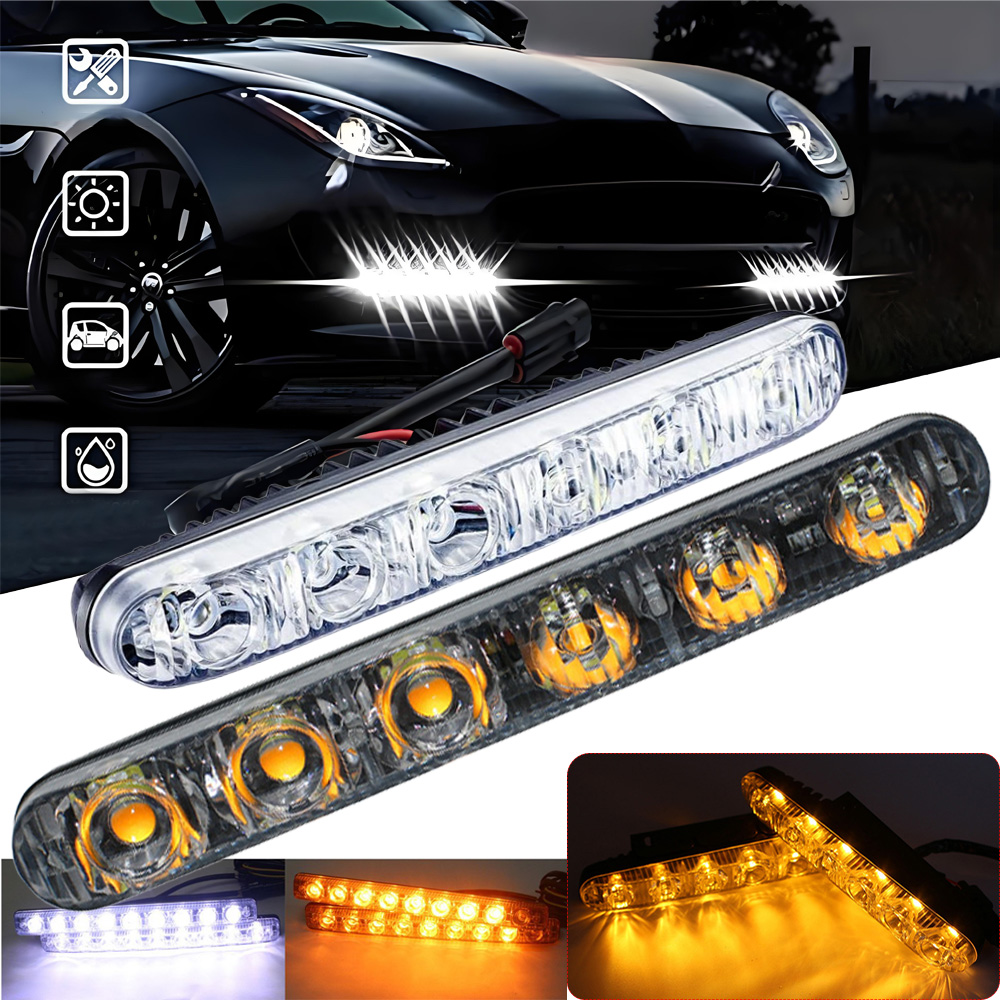 ユニバーサルデイタイムランニングライト 6/9 LED DRL キット防水 6000K フォグランプは車、SUV、トラックに適しています。 2個