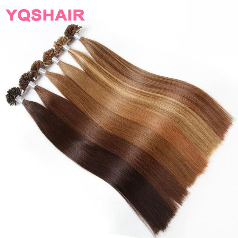 ストレート I チップ ヘアエクステンション ナチュラル 本物の人毛 クリップインおよびテープイン ヘア エクステンション フュージョン エクステンション ケラチン カプセル