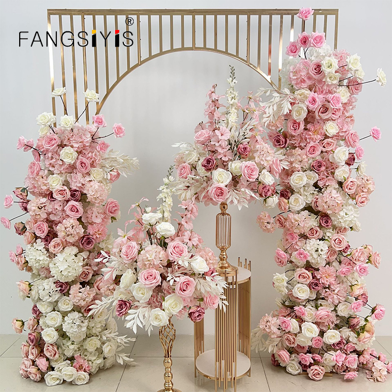 5D 豪華なピンクローズアジサイフラワーアレンジメント結婚式の背景アーチ KT ボードデコ床フラワー行ランナーイベントパーティー小道具