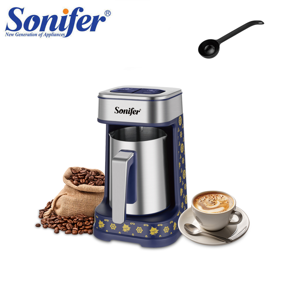 トルコ式コーヒーメーカー、デュアル醸造スマートアンチスピルデザイン、96-98°C精密加熱、250ml、500Wコーヒーポットコーヒーマシン