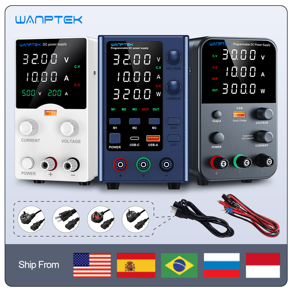 Wanptek DC ラボ電源 30V 60V 120V 調整可能な電圧レギュレータプリセット電圧電流デュアル入力電圧 220V/110V