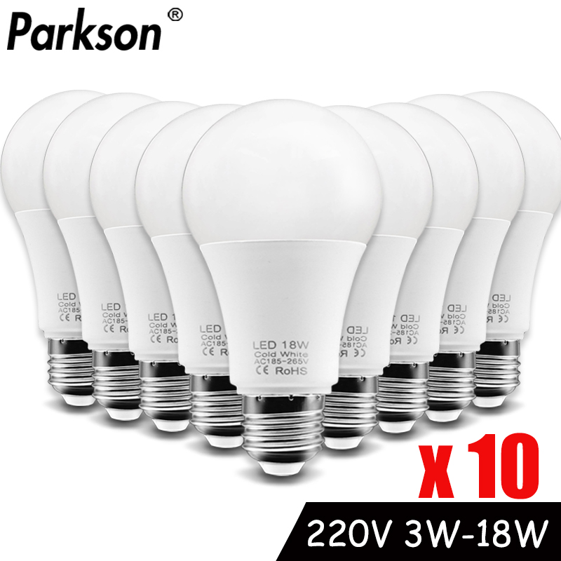 10 個 LED 電球ランプ E27 AC220V 240V リアルパワー LED ランプ 18 ワット 15 ワット 12 ワット 9 ワット 6 ワット 3 ワットランパーダ LED スポットライトテーブルランプ LED ライト