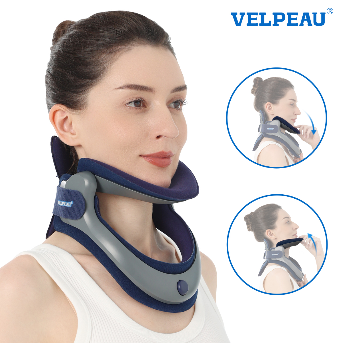 VELPEAU 首牽引装置、脊椎の圧迫と不快感を軽減する首ストレッチャー、人間工学に基づいた頸椎カラー、男性、女性用