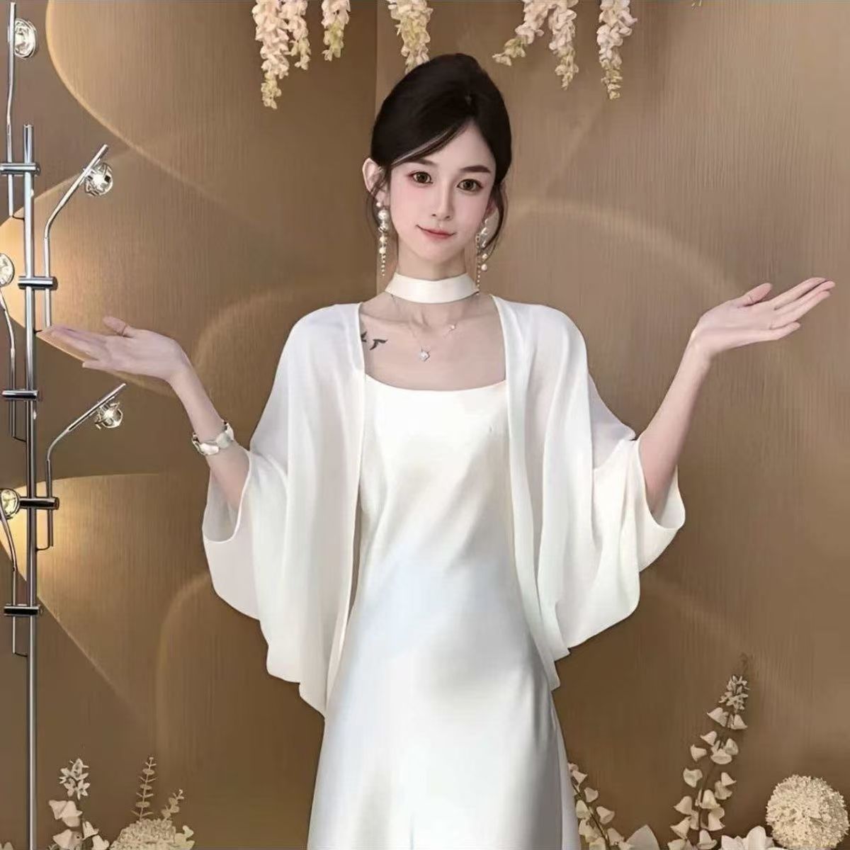 新しいマントとチャイナ スカート ショール外層シフォン カーディガン日焼け止め服女性用ポンチョ P1 を組み合わせました。