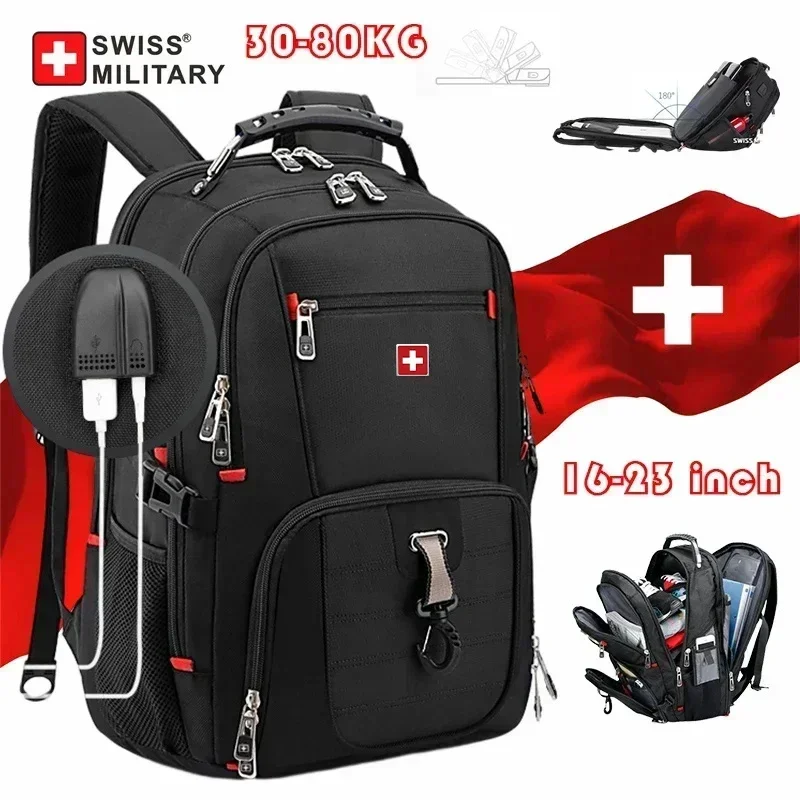 SWISS 17 'ラップトップバックパック防水 USB 充電ポートスイススタイルの多機能リュックサック通学 Mochila ハイキングトラベルバッグ
