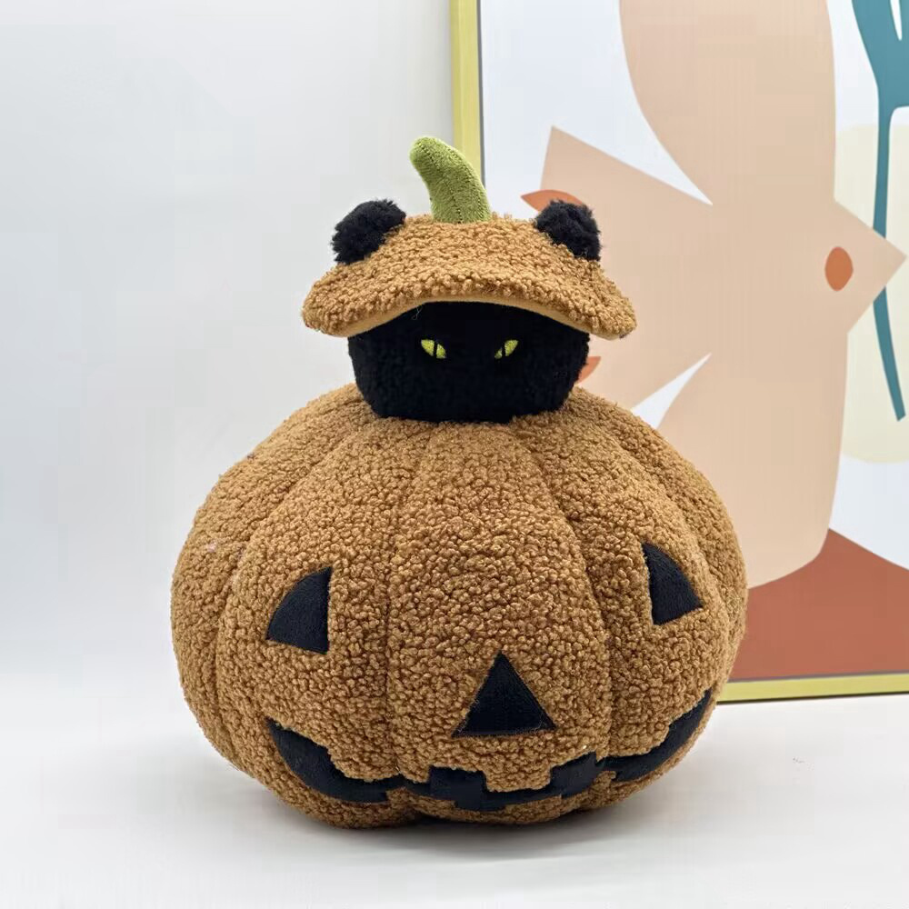 ハロウィンカボチャ黒猫漫画ぬいぐるみ悪魔黒猫植物ソフトぬいぐるみミニ枕ホームパーティーの装飾ギフト子供のための男の子