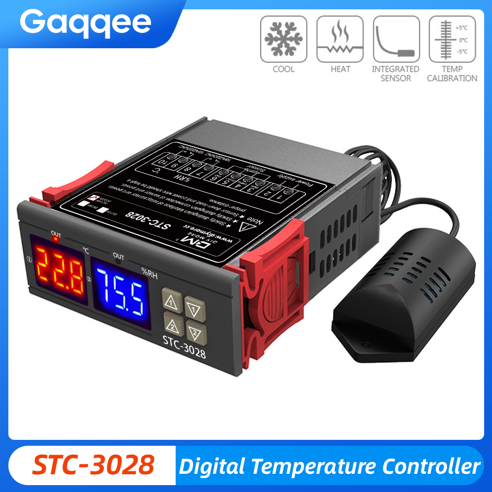 STC-3028 有線温度コントローラーデジタルサーモスタットコントローラー温度と湿度コントローラーセンサー AC 220V DC12V 24V