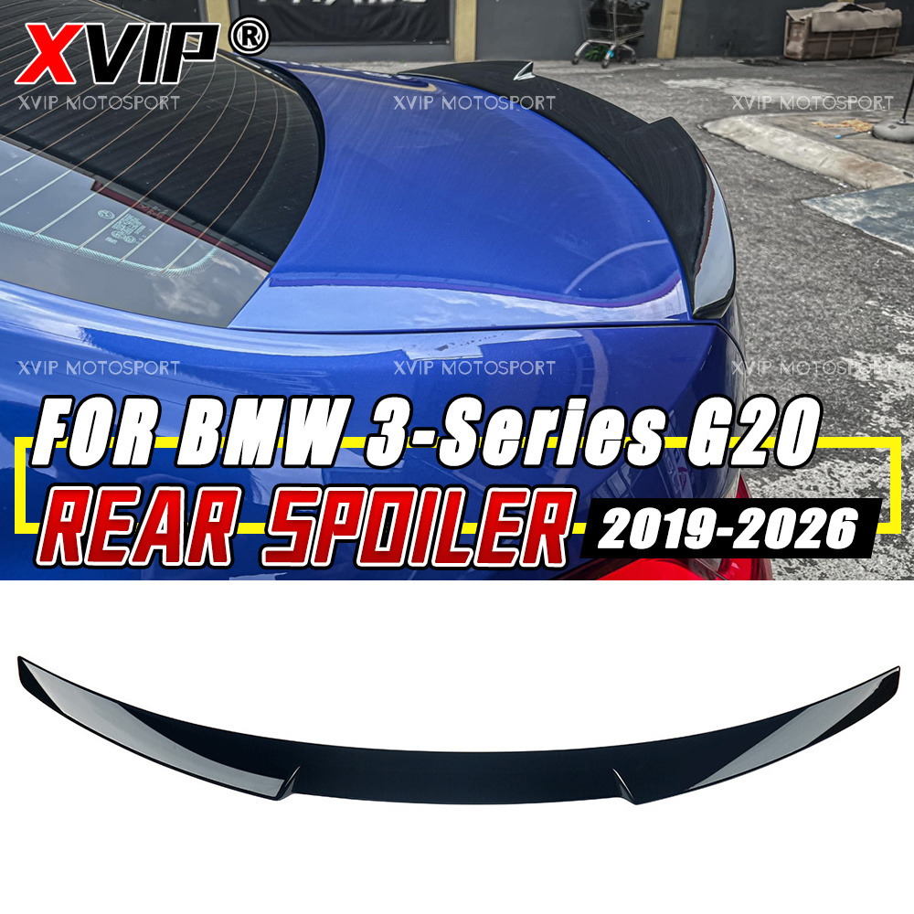 XVIP M4 スタイル高品質光沢のある黒リアトランクスポイラーウイングリップ BMW 3 シリーズ G20 2019-2026 交換アクセサリー