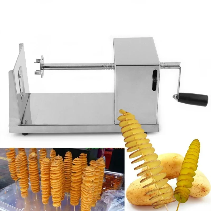 手回しポテトタワーマシン、手動トルネード機構を備えた家庭用回転式ポテトスライスマシン。