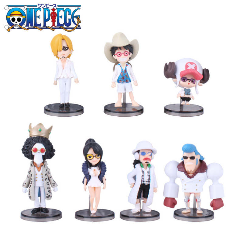 7 ピース/セットワンピースルフィウソップサンジトニーチョッパーフランキーブルックロビン Pvc アクションフィギュアおもちゃコレクタブルモデル人形おもちゃ 7-8 センチメートル