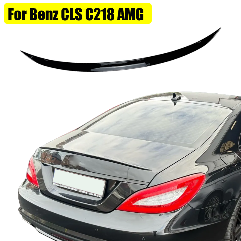 車のリアトランクスポイラーメルセデスベンツアクセサリー CLS C218 2011-2017 CLS260 300 AMG 光沢のある黒ゾルフゴム尾翼