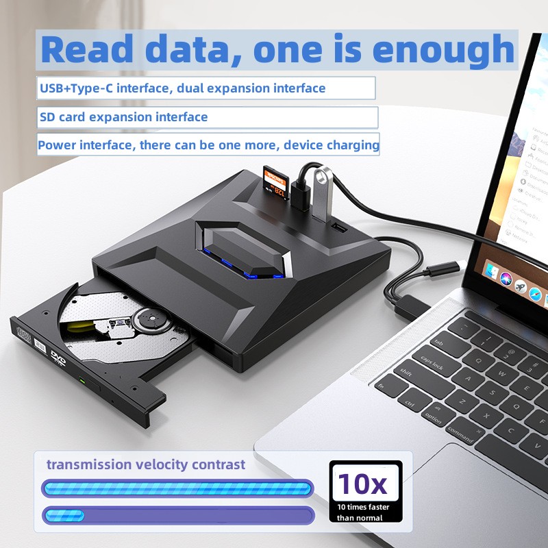 USB3.0 タイプ 3-in-1 多機能外部モバイルドライブ CD DVD バーナー、SD カード、U ディスクプレーヤー読み取り速度 CD Rom 24X CD-RW