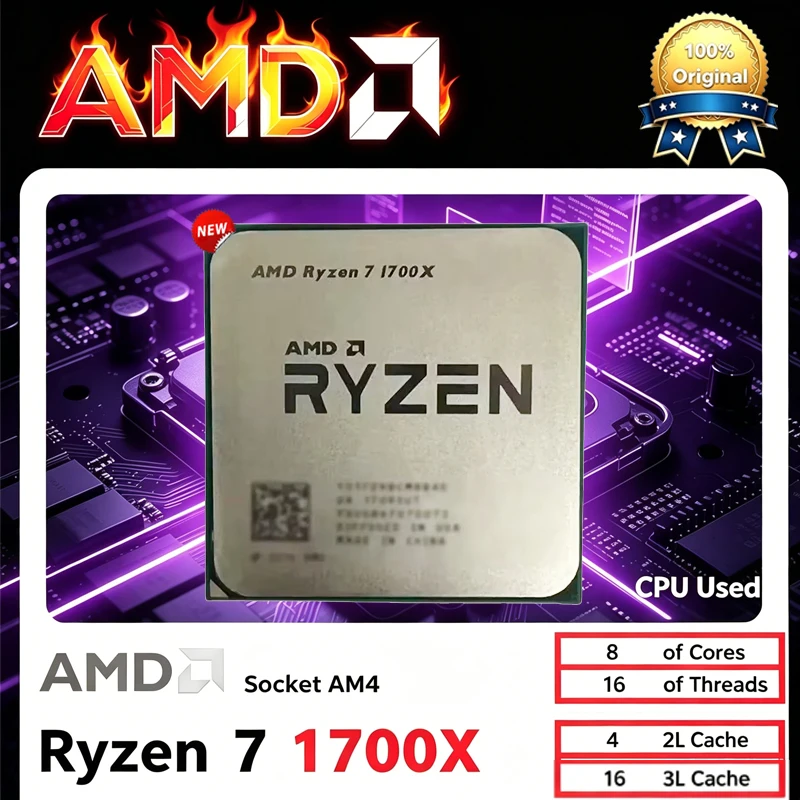 AMD Ryzen 7 1700X CPU R7 1700X 3.4GHZ--3.8GHZ 8 コア 16 スレッド L3 = 16M ソケット AM4 CPU プロセッサゲーミング CPU ルースパイ