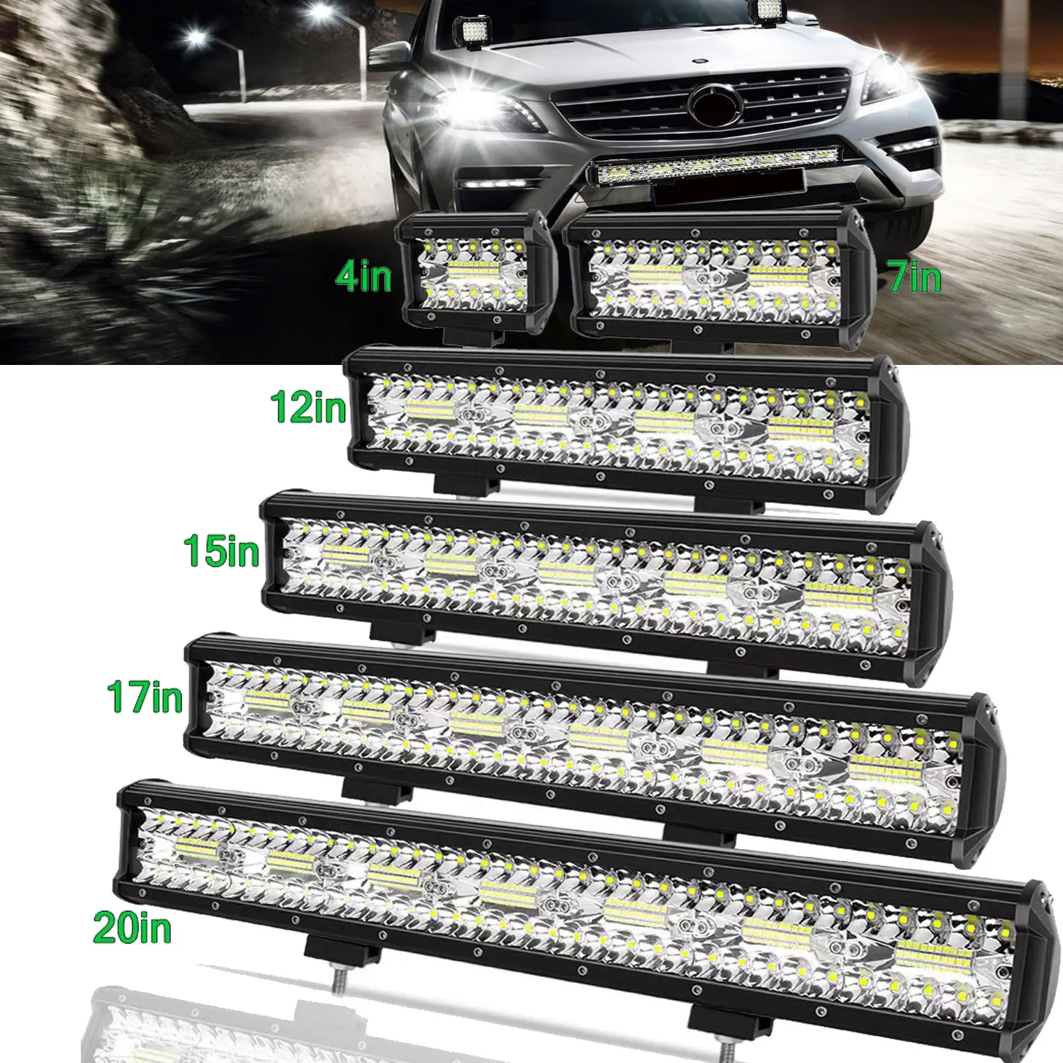 4/7/9/12/17/20 インチ Led ライトバー車両 12V ワークライトバースポットライトボート Barra Led 運転トラック ATV SUV 4x4 長距離