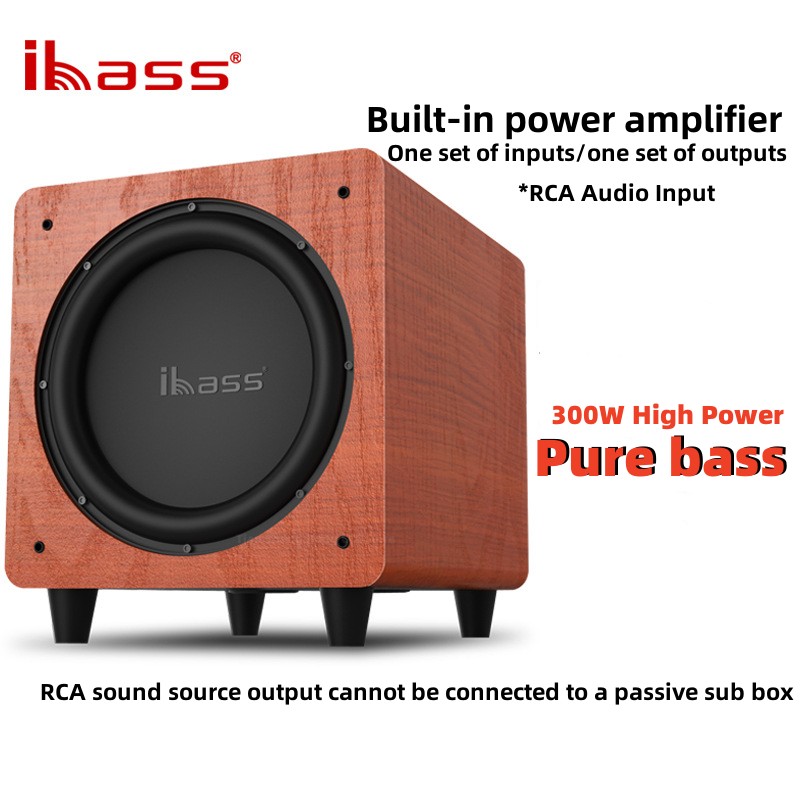 Ibass 10 インチ 300 ワットハイパワーアクティブサブウーファーワイヤレス Bluetooth ホームシアターポータブルコンピュータデジタル伝送テレビスピーカー