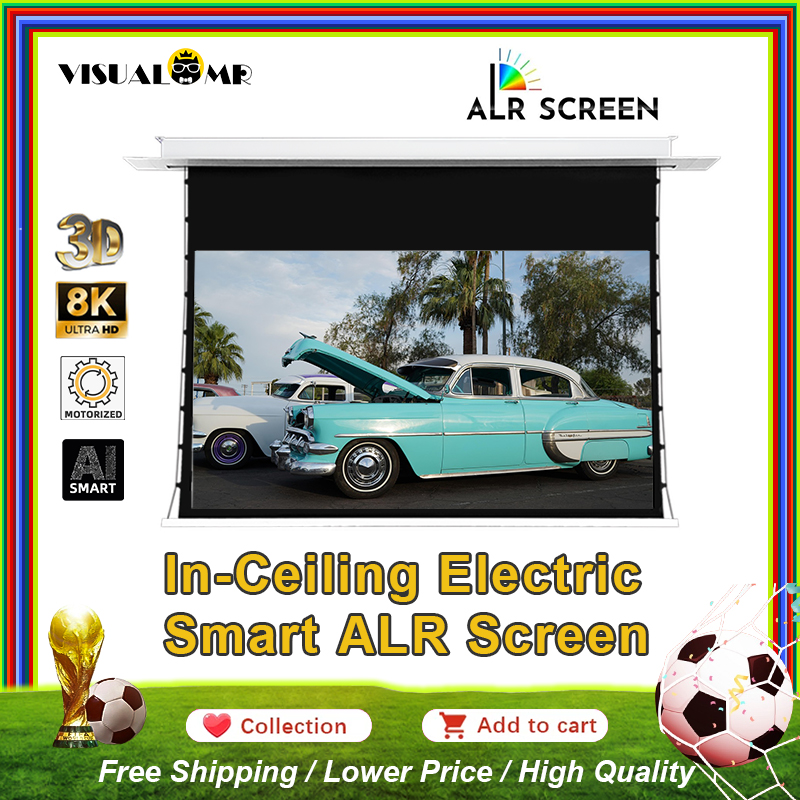 新しい AI スマート天井埋め込み電動 ALR 埋め込み型プロジェクター スクリーン タブテンション電動アップグレード天井デラックス プロ プロジェクション 4K