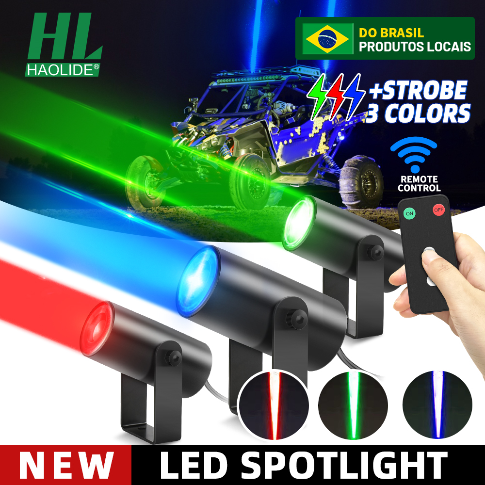 HAOLIDE 3 インチ LED ホイップライト青赤緑 12V 24V ワイヤレスアンテナリモートデュアルコントローラ超高輝度 4X4 ボートモト