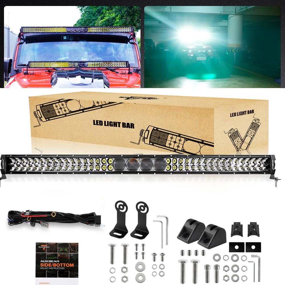 Auxbeam 12 22 32 42 インチ 5D プロシリーズ スポット LED ワークライトバー 2 列ワークランプバー トラックピックアップオフロード用