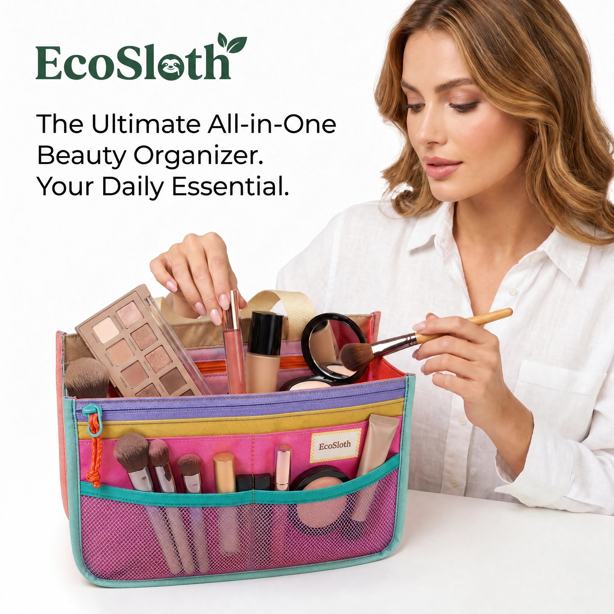 EcoSloth 多機能化粧バッグ女性用大容量ポータブルトイレタリーオーガナイザー旅行必需品小さな化粧品バッグ