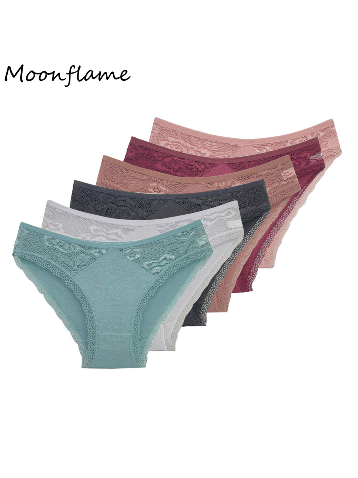 Moonflame 女性下着女性のための親密な 5 個のセクシーなレースの綿のブリーフ女性のパンティー