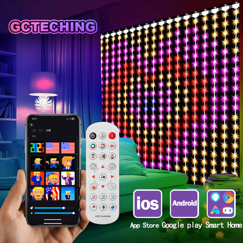 400 LED スマートカーテンライト ストリングライト アプリリモコン付き 音楽同期 クリスマスカーテンストリング 屋外フェアリーライト
