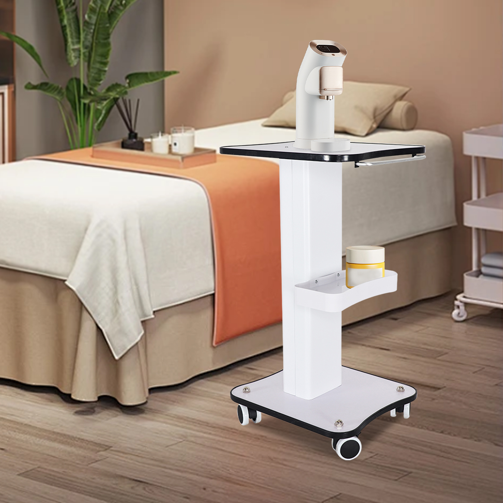 3 層ローリングトロリーカート SPA 美容収納ビューティーサロンスタンド機器マシンホルダーオーガナイザー 3.8 キロプッシュハンドル付き