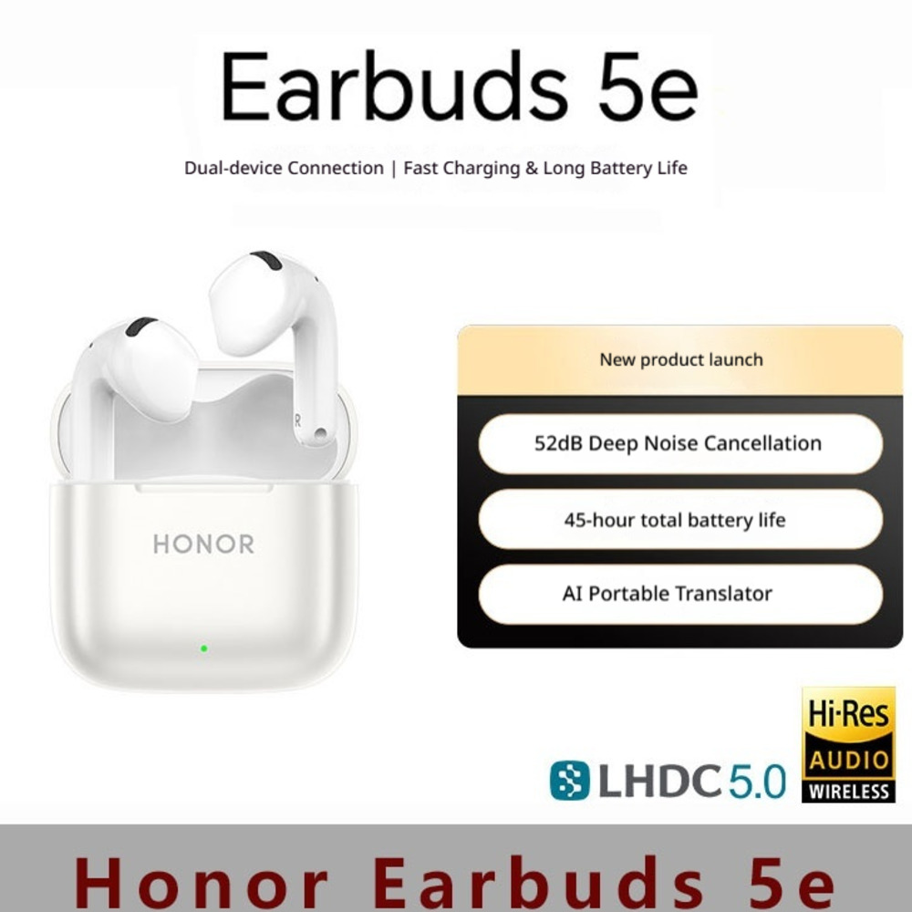 Honor イヤホン 5e ワイヤレスヘッドフォン毎日の旅行 Bluetooth イヤホン半分耳高解像度認定ノイズキャンセル AI 翻訳