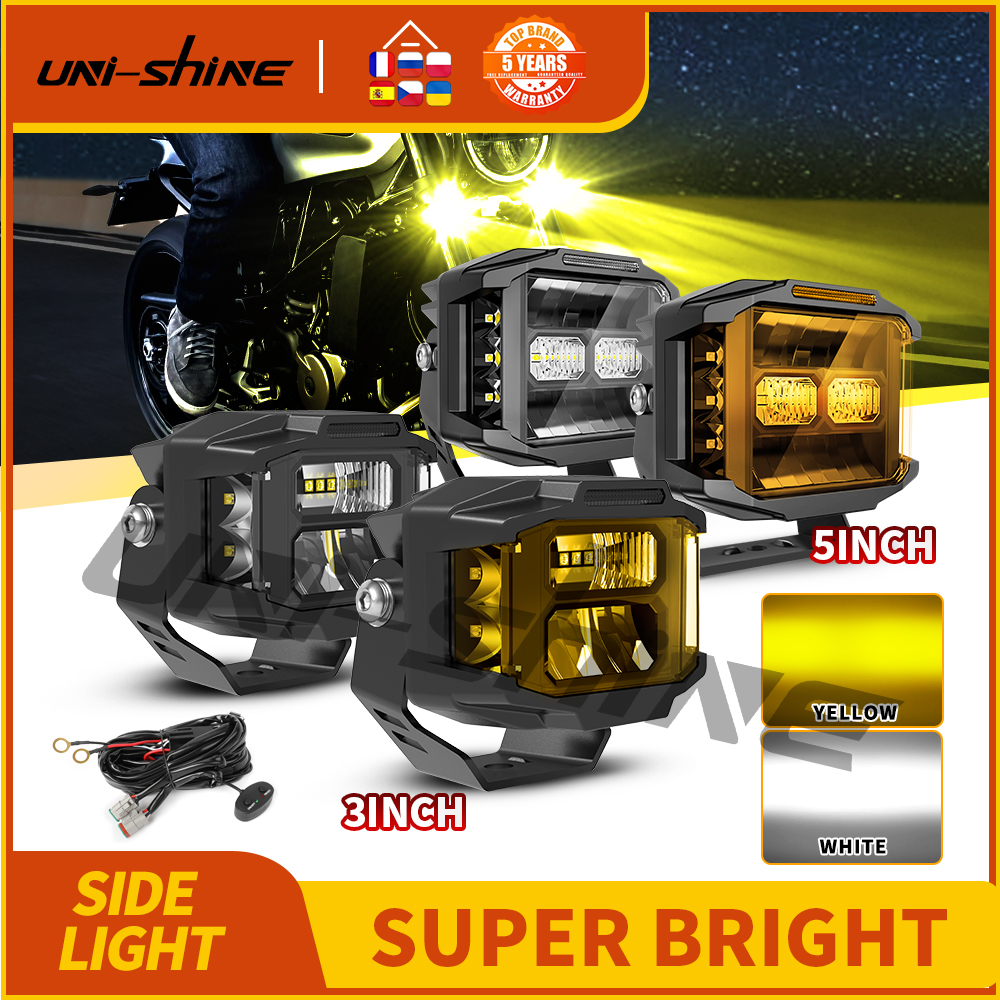 UNISHINE オフロードサイド LED ワークライトバー 3 "80000LM ホワイトアンバーコンボビームサイドフォグバックアップライト ATV SUV ボートピックアップ 12V 24V