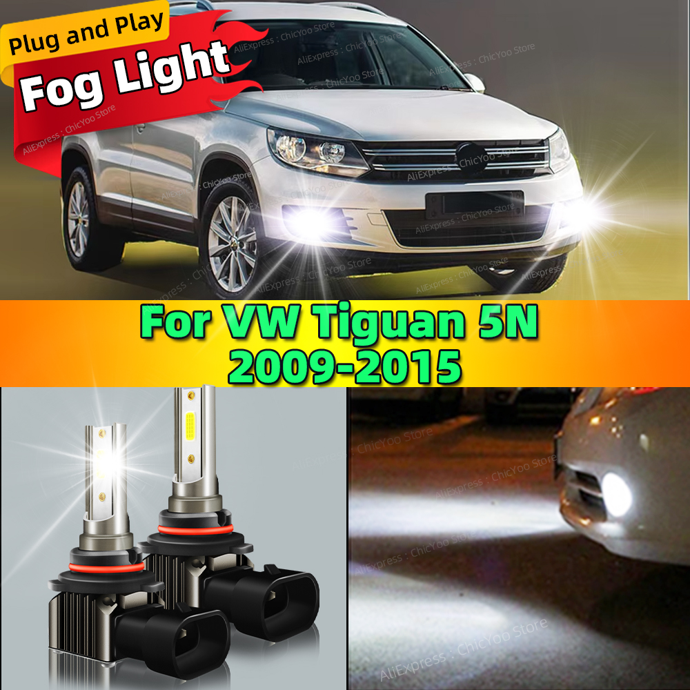 2 個 6000K LED 車フロントフォグライトランプ 9006 HB4 電球 VW ティグアン 5N 2009 2010 2011 2012 2013 2014 2015 プラグアンドプレイ