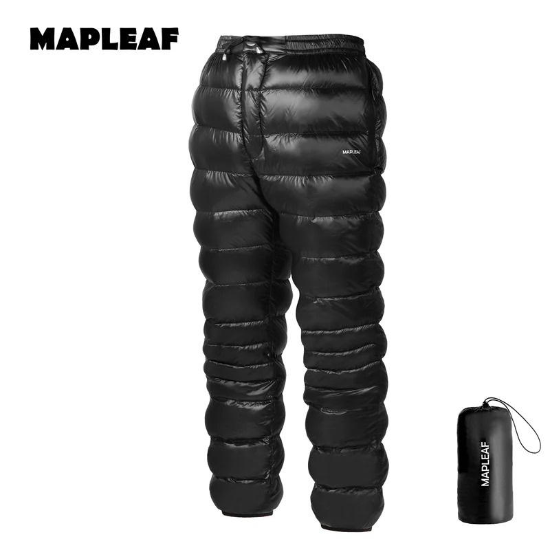 MAPLEAF ダウンパンツ超軽量ウォームダウンパンツ 800FP 冬のスノーパンツ防風防水スキーパンツキャンプハイキングズボン