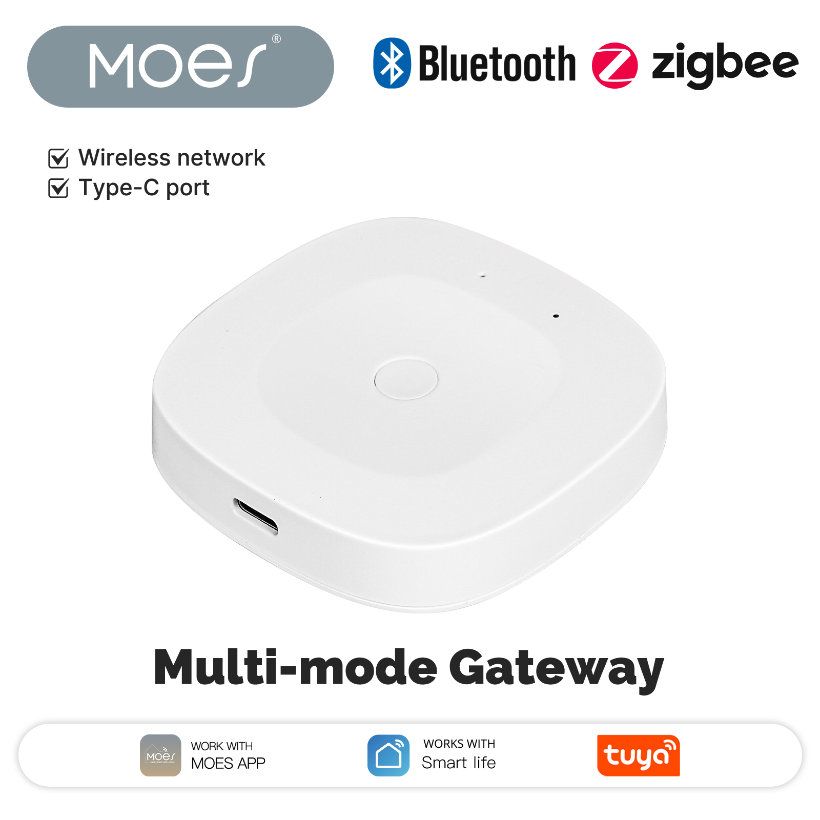 MOES 新しいマルチモード スマート ゲートウェイ ZigBee Bluetooth メッシュ ハブ Tuya スマート アプリと連携 Alexa Google Home 経由で音声制御