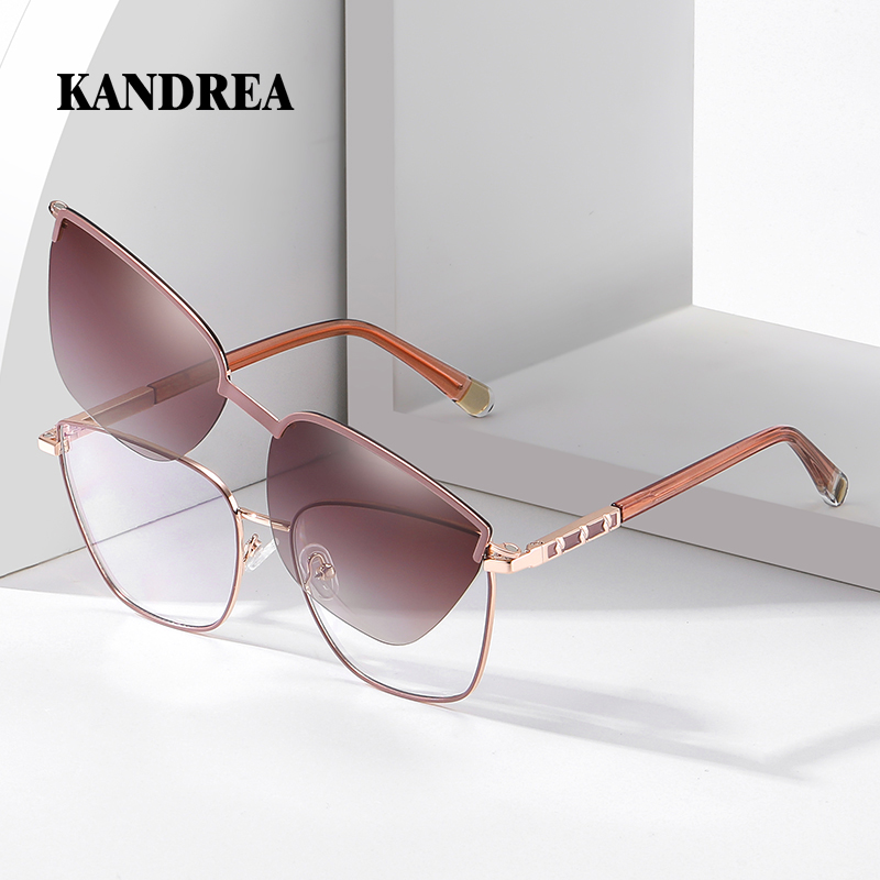 KANDREA ファッションメタルサングラス女性抗青色光屋外光学サンカバー人格トレンド偏光眼鏡 85009