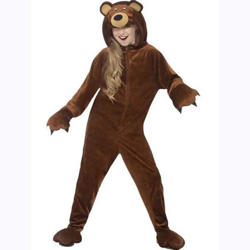 リトルベアヒグマ動物コスプレ衣装子供のためのハロウィンプリム学校ステージパフォーマンス子供 Ursus Arctos ジャンプスーツ