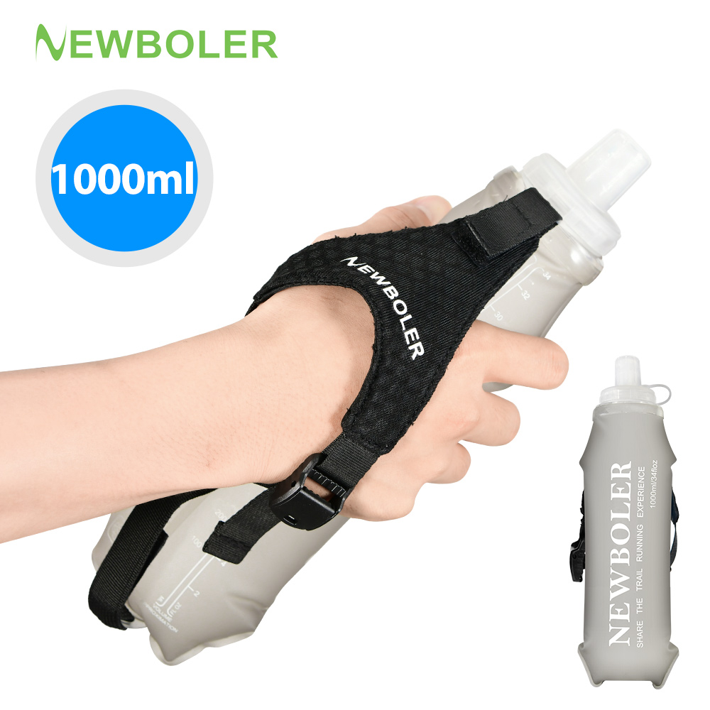 NEWBOLER TPU 軟水ボトル 800/1000 ミリリットル超軽量折りたたみリストバンド固定アンチスリップ屋外ランニング軟水ボトル
