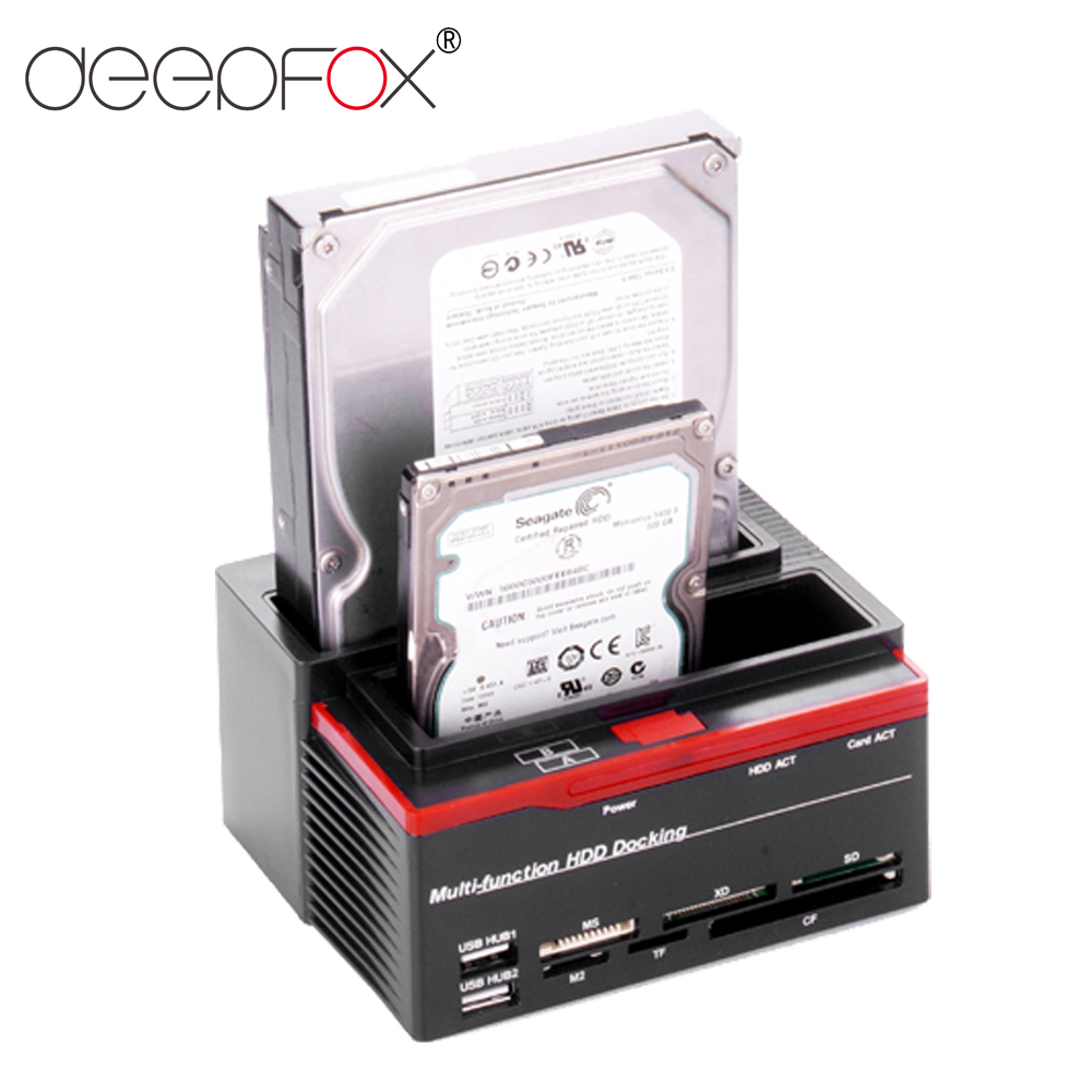 DeepFox 2.5/3.5 インチ SATA IDE HDD ドッキングステーション クローン HDD エンクロージャ USB 2 ポート USB 2.0 Type C ハブ MS/M2/XD/CF/SD/TF カードリーダー