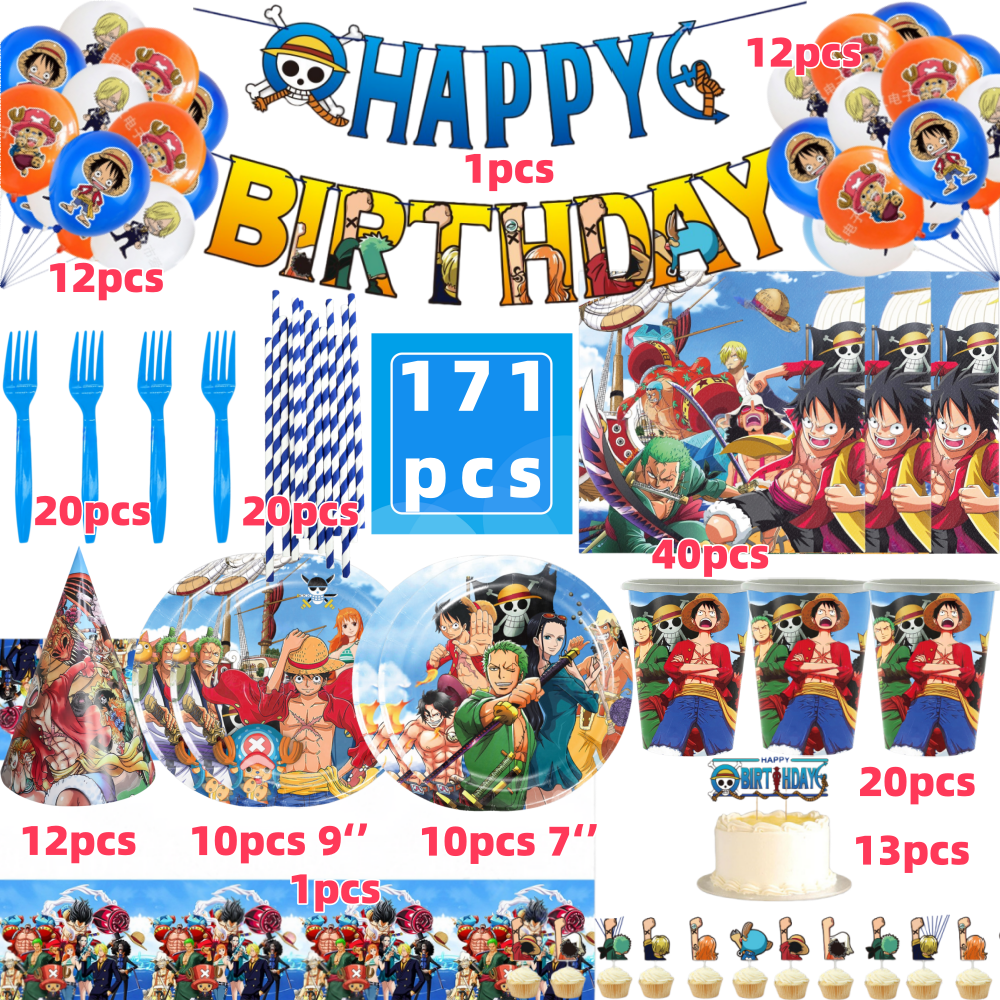 ワンピースルフィ誕生日パーティーの装飾ワンピーステーマ食器カッププレートバルーンバナー用品子供の好意ベビーシャワー