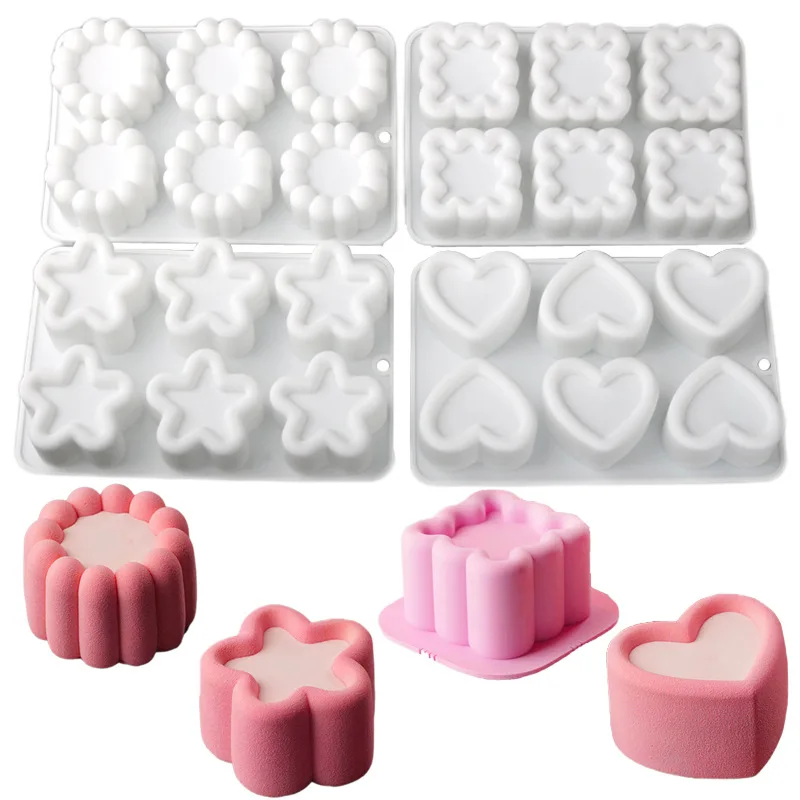ウエディングケーキデコレーションツール耐熱皿 6 穴 3d フラワーデザインシリコーン型 Diy デザートプディングチョコレートムース型