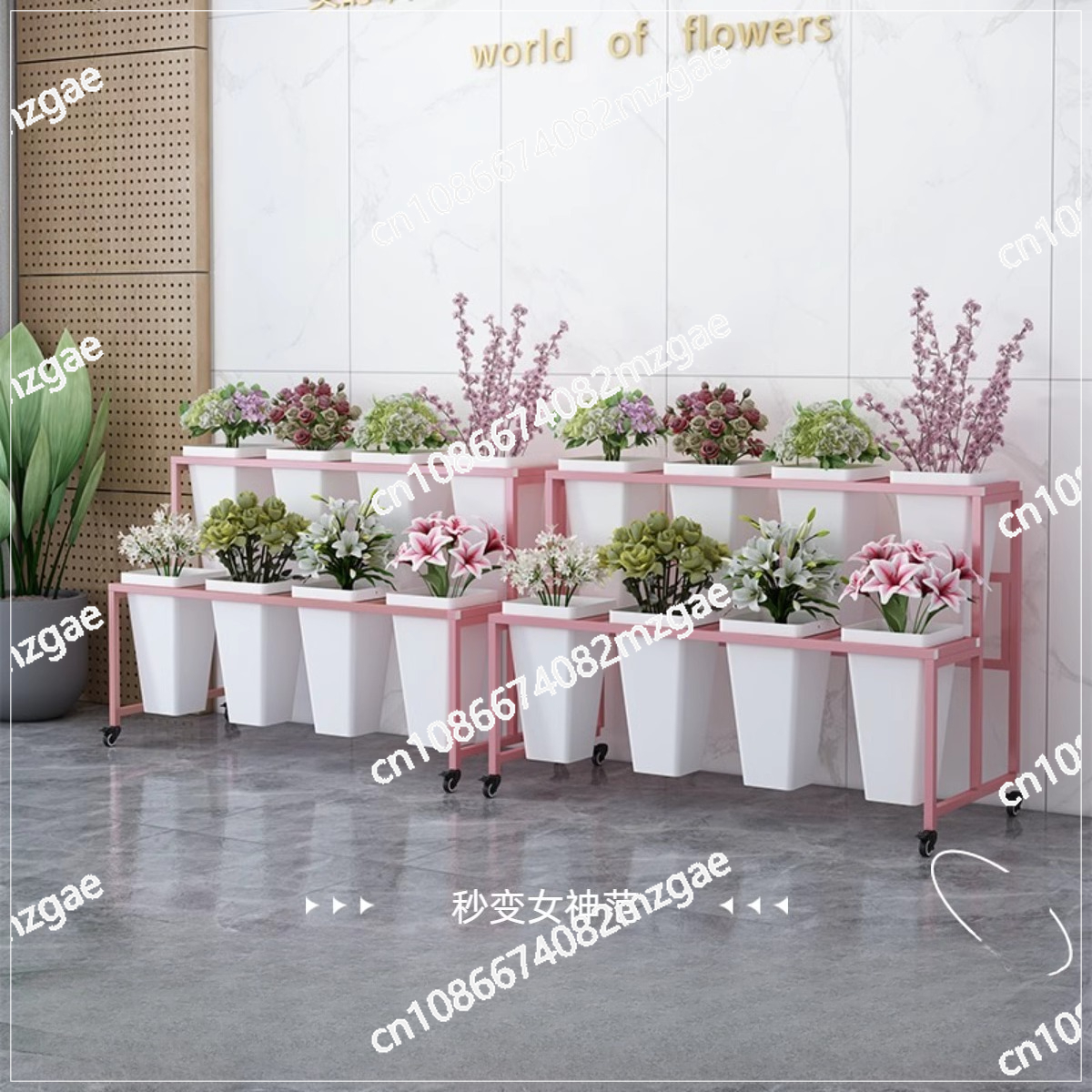 多層花と植物のディスプレイスタンド屋内可動花棚フラワーショッピングモールライト高級錬鉄