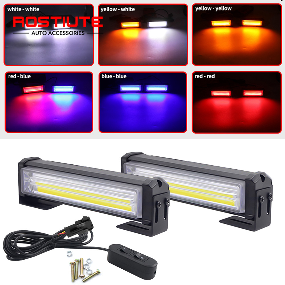 2 個 COB 車警告非常灯警察ストロボライト LED ストロボスコープ自動グリル点滅ランプオフロード 4X4 トラック SUV