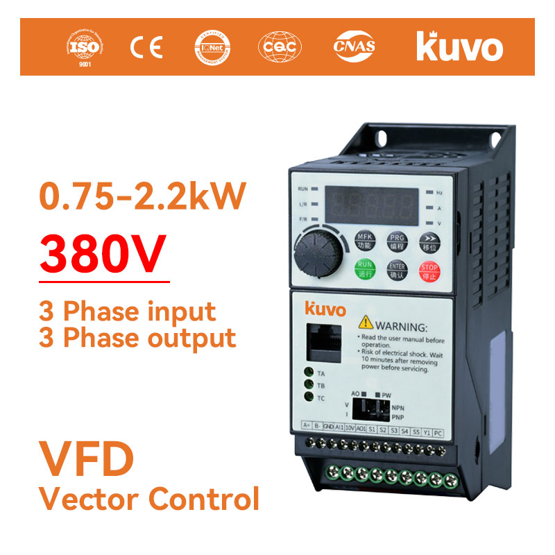 Kuvo2.2KW周波数変換器、三相380Vファン、ウォーターポンプ、軽負荷モータ装置、スピードコントローラ