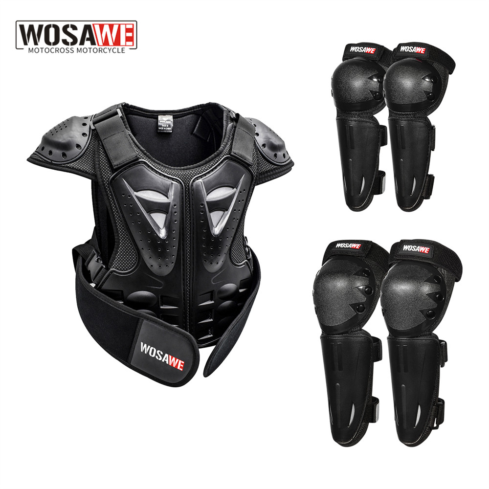WOSAWE 子供用ジャケット脊椎胸装備モトクロススケートボードモトジャケットオートバイギアモトキッズジャケット