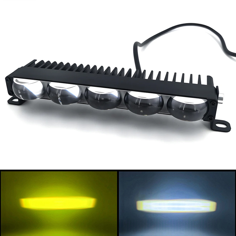 Car Headlights Bumper Fog Lights Grille Lights Work Lights Lenses Car Lighting 6 Lenses Dual-Color Yellow And White LED Light