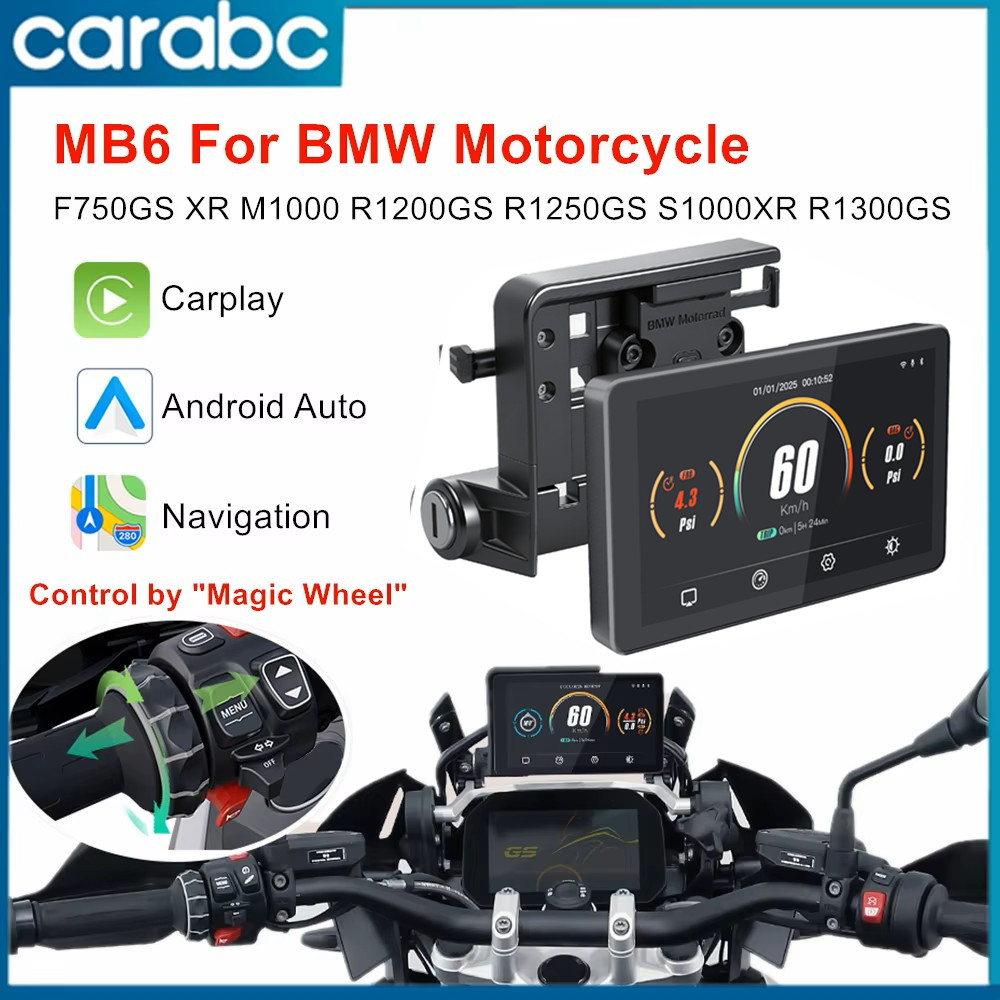 CarABC 6 "オートバイナビゲーションワイヤレス Carplay Android 自動 BMW F750GS XR M1000 R1200GS R1250GS R1300GS S1000XR