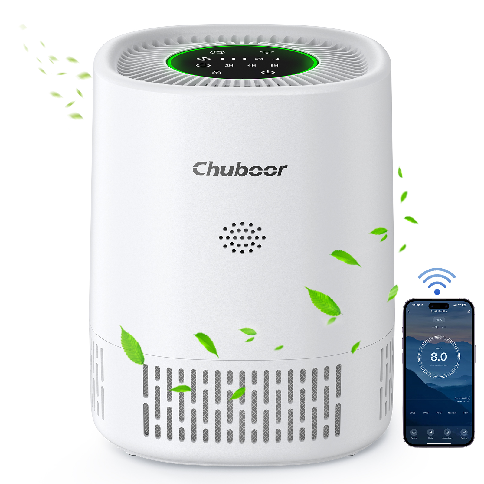 Chuboor PJ07 ペット用空気清浄機 H13 Hepa WIFI による APP 制御をサポート ペットの毛、臭い、ほこり、すすを効果的に除去します