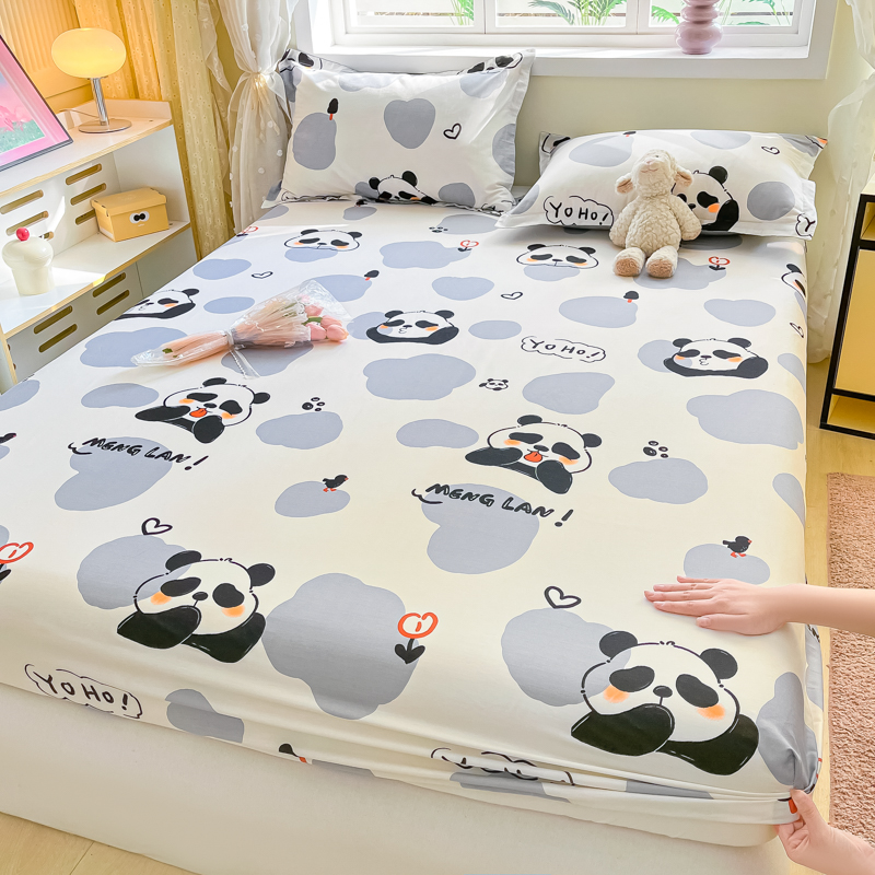 1pc 綿 100% ベッドシーツ子供用パンダプリントかわいい漫画スタイルフィットベッドシーツ弾性バンド 360 オールインクルーシブベッドシーツ