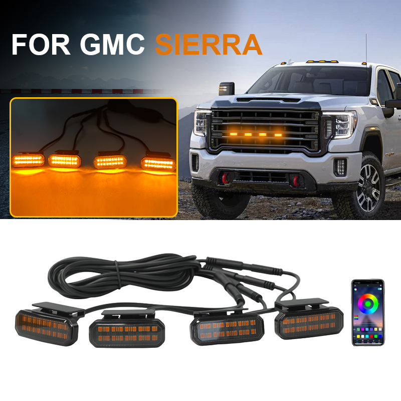 Beusfirts 18LED フロントグリルライト GMC シエラ車デイタイムランニングライトホイール眉毛ランプピックアップオフロード 12V