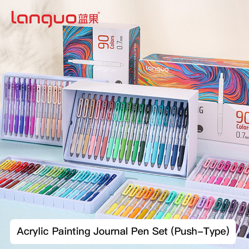 LANGUO 36/54/72/90色 アクリル絵具用ゲルペン 格納式 0.7mmチップ 学生向け絵画・落書き・筆記用ハンドブックペン