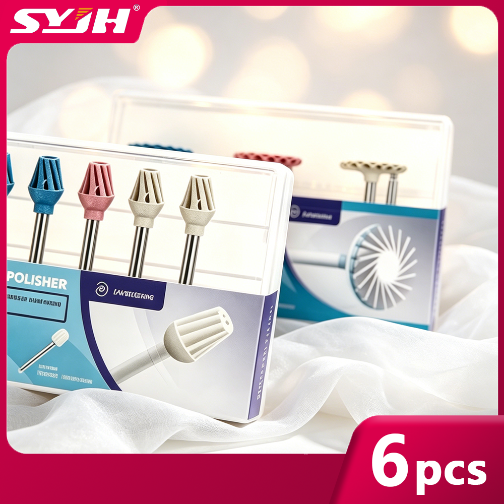 SYJH 6 ピース/箱歯科ゴムポリッシャー複合樹脂研磨ダイヤモンドシステムスパイラルホイール柔軟な歯科材料