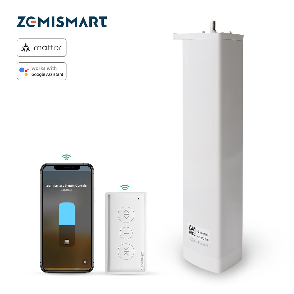 Zemismart Matter Over Thread スマート カーテン モーター Google Home アプリ Samrtthings アプリ制御 自動カーテン システム